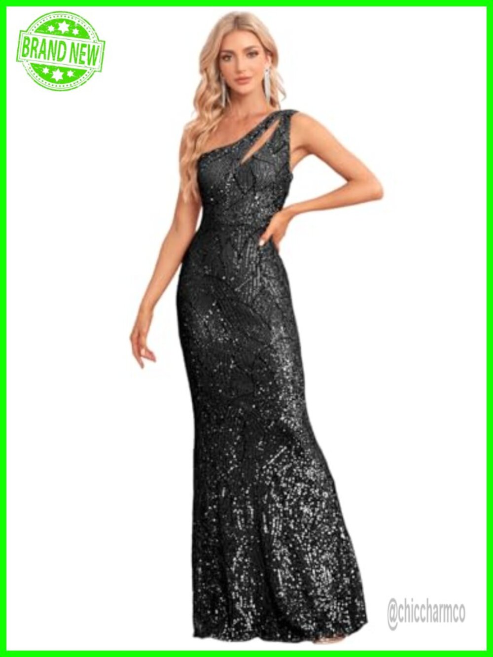 One Shoulder Sequin Maxi Formal Dress Mermaid Evening Gown